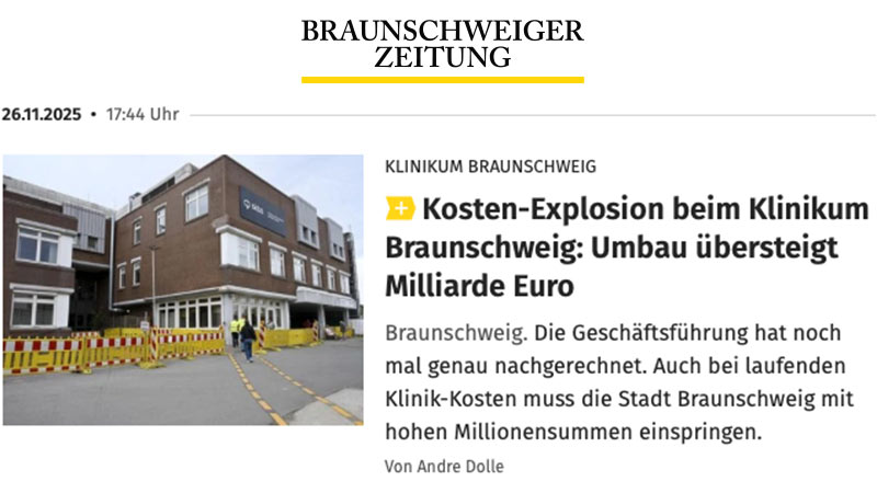 Kostenexplosion beim Klinikum Braunschweig: Pohler fordert Konsequenzen und Aufklärung