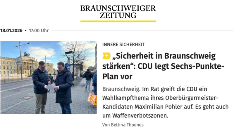 „An Sicherheit darf nicht gespart werden“: Pohler stellt Sechs-Punkte-Plan für Braunschweig vor
